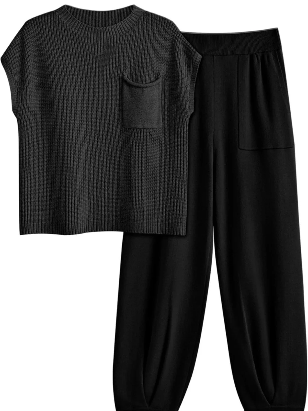 Women's Black Relaxed Pocket Jogger Pants - Picture 2 of 3